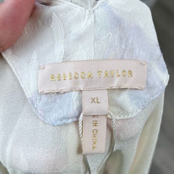 Rebecca Taylor Women Size XL White Lily Silk Floral Tiered Ruffle Mini NEW Dress - Picture 15 of 17